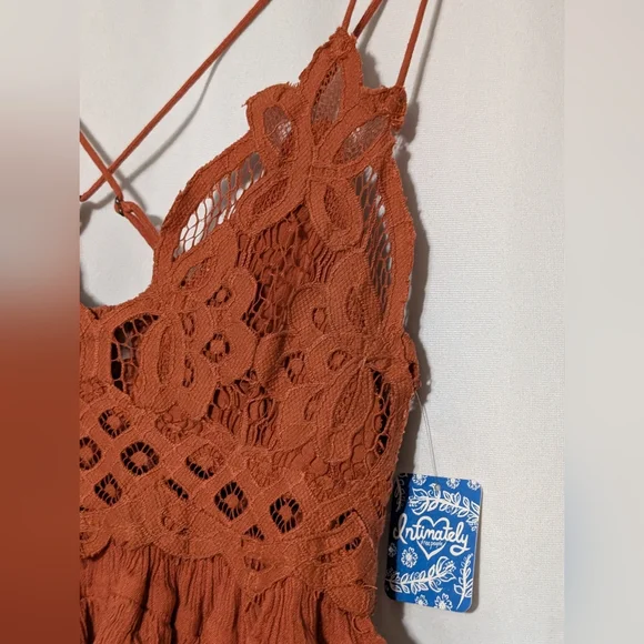 New! Intimately Free People Rust Color Adella Camisole Crochet Lace Top Size S - Picture 8 of 16
